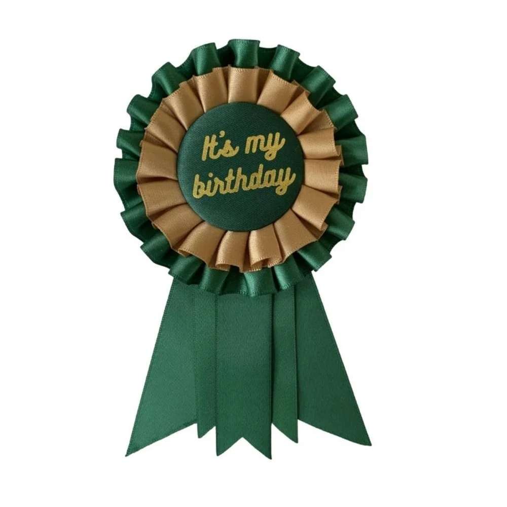 We Are Grateful Best Birthday Ribbon Rosette Badge - Green