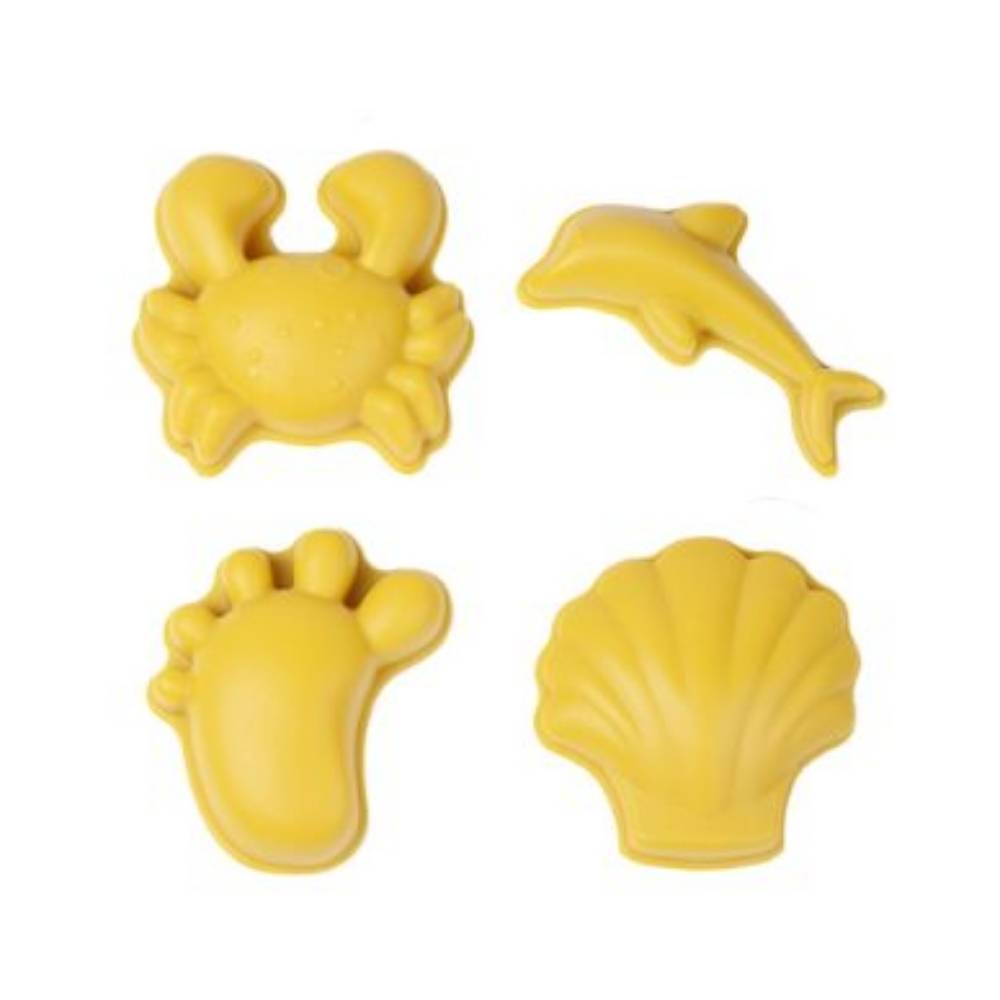 Scrunch Sand moulds - set of 4 - Pastel Yellow | Beach Day Fun Activity Playset