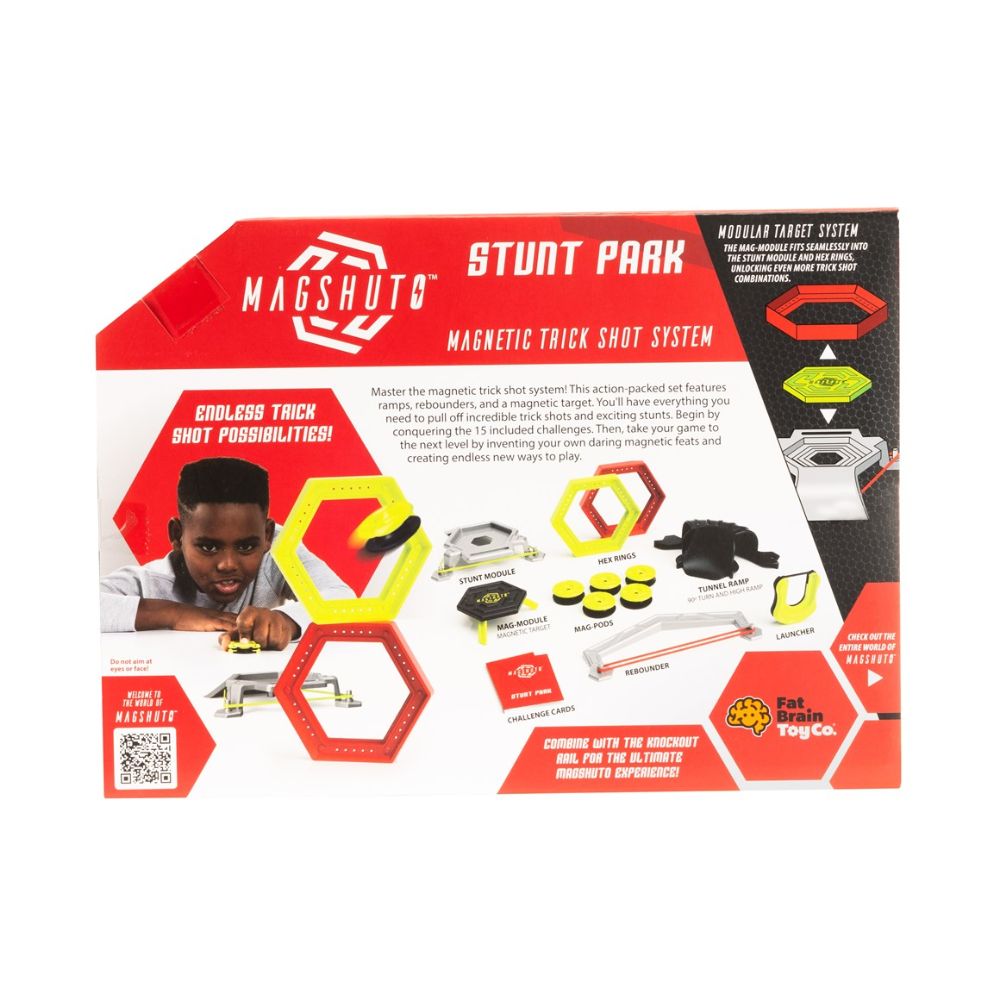 Fat Brain Toys - Magshuto Stunt Park - Set Gioco Con Rampe E 15 Sfide - Giocattolo STEM Per Bambini - Attività Fisica E Creativa