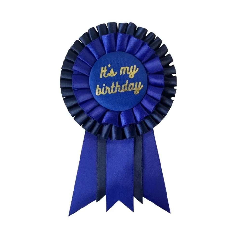 We Are Grateful Best Birthday Ribbon Rosette Badge - Blue