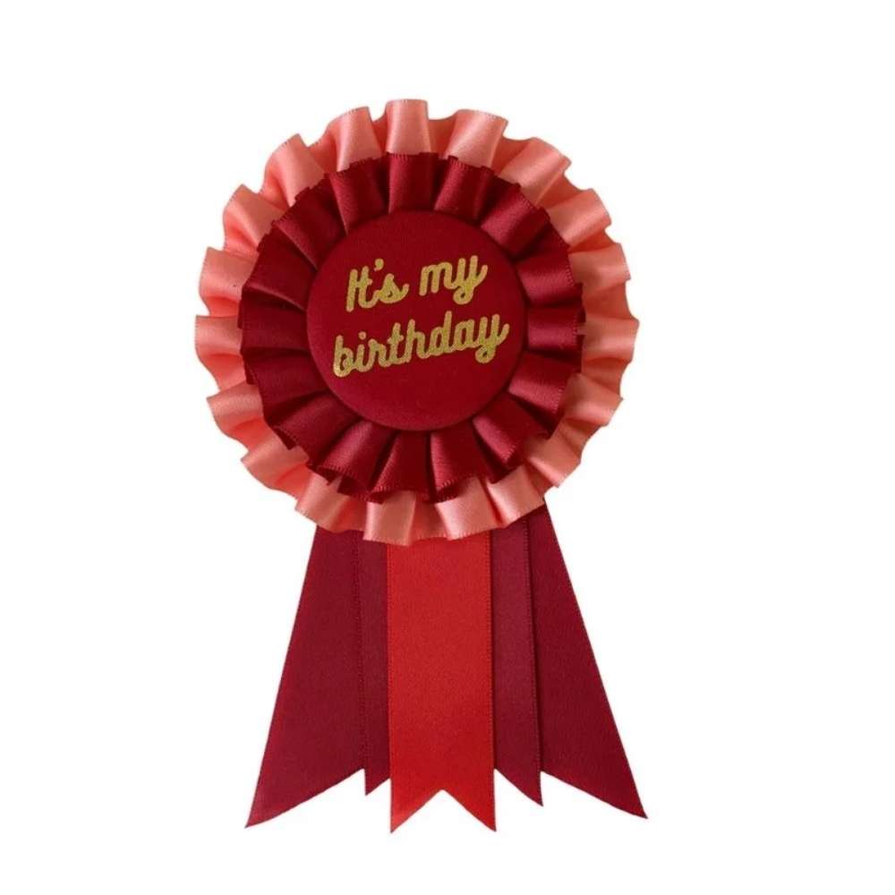 We Are Grateful Best Birthday Ribbon Rosette Badge - Red