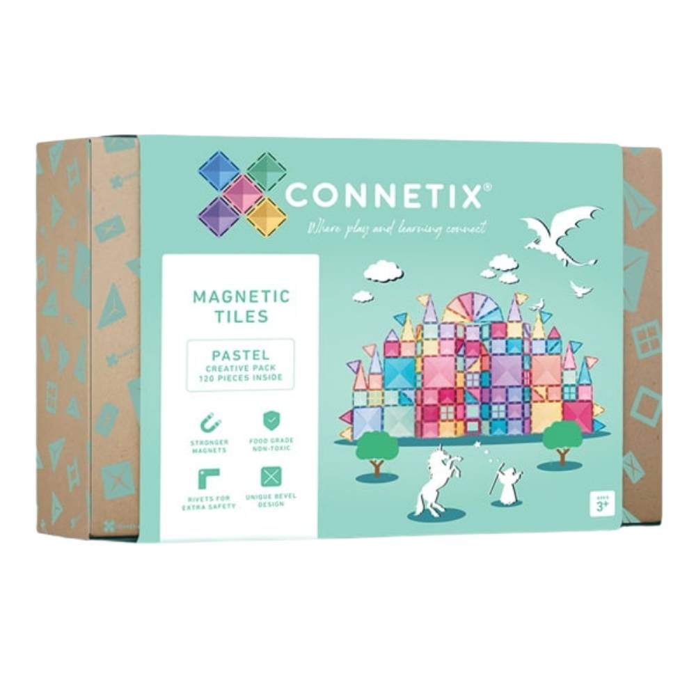 Connetix Tiles- Magnetic-120 Piece Pastel Creative Pack Toy for Kids Australia