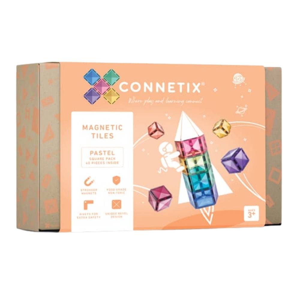 Connetix Tiles 40 Piece Pastel Square Pack Toy for Kids Australia