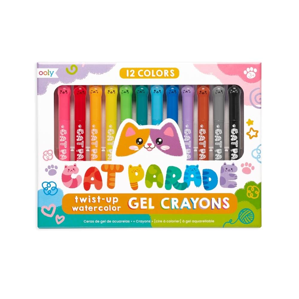 Gel Crayons Cat Parade - 12 Colours Colouring for Kids Australia