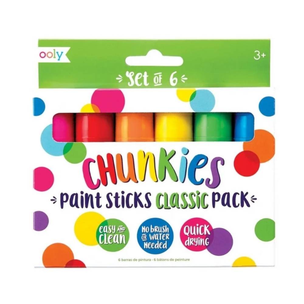 Ooly Chunkie Quick Drying Paint Sticks Classic - Set of 6 Colouring for Kids Australia
