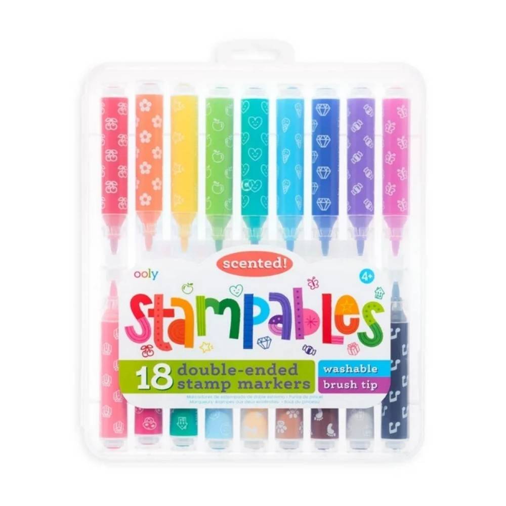 Ooly Double-ended Stamp Markers - Stampables Scented Markers with Washable Brush Tip Colouring for Kids Australia