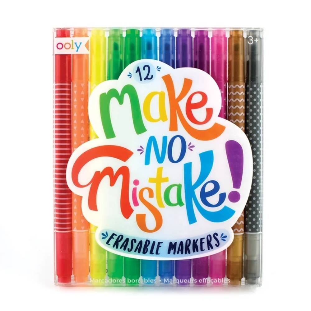 Ooly Erasable Markers – Make No Mistake Set of 12 for Art and Craft Creative Projects Colouring for Kids Australia