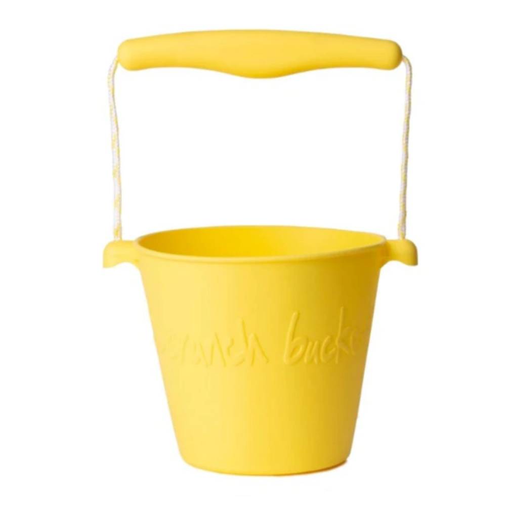 Scrunch Silicone Beach Bucket Toy for Kids Australia -Pastel Yellow| Beach Fun Great Summer Party Accessory