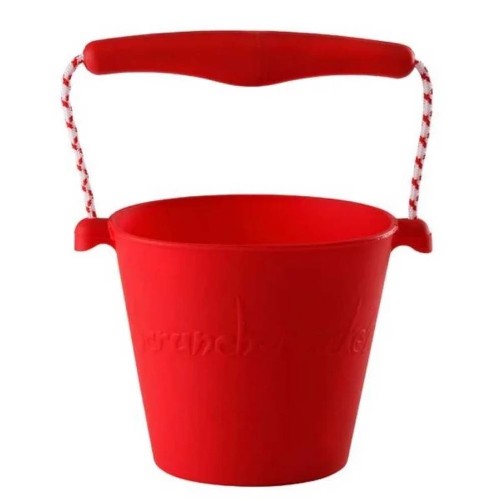Scrunch Silicone Beach Bucket Toy for Kids Australia -Traditional Red | Beach Fun Great Summer Party Accessory